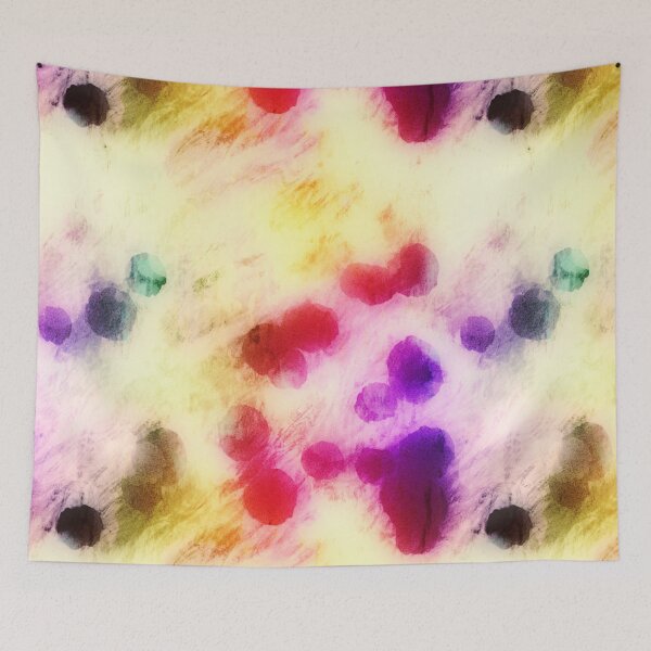 Item preview, Watercolor Ink Spill Paint Pattern Print Yellow Gold Red Purple Creme Green Blue designed and sold by Shayna Westfall.