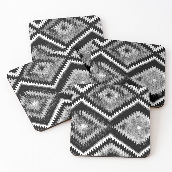 Item preview, Vintage Kilim fragment ethnic textile geometric black white rug ethnic pattern designed and sold by Talalp.
