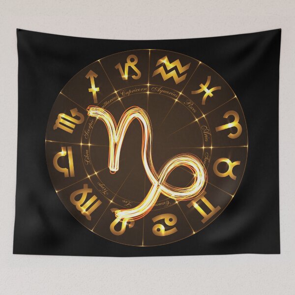 Item preview, Gold Horoscope Capricorn, Gold Zodiac Capricorn, Golden Astrology Symbol designed and sold by podekom.