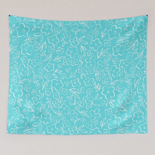 Item preview, Swirly Wildflowers Pattern Blue Hand Drawn Flowers designed and sold by RihabPrint.