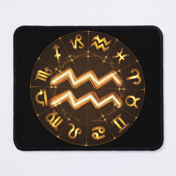 Item preview, Gold Horoscope Aquarius, Gold Zodiac Aquarius, Golden Astrology Symbol designed and sold by podekom.