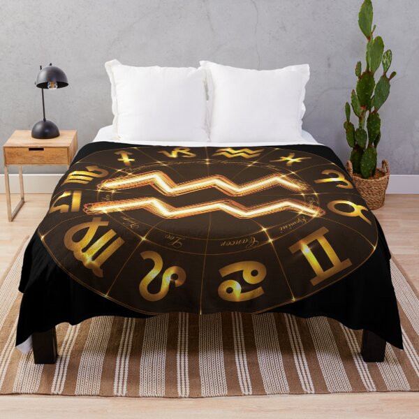 Item preview, Gold Horoscope Aquarius, Gold Zodiac Aquarius, Golden Astrology Symbol designed and sold by podekom.