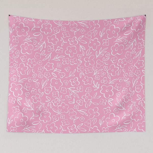 Item preview, Swirly Wildflowers Pattern Pink Hand Drawn Flowers designed and sold by RihabPrint.