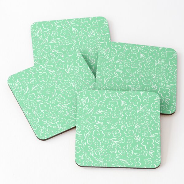 Item preview, Swirly Wildflowers Pattern Green Hand Drawn Flowers designed and sold by RihabPrint.