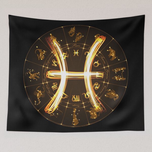 Item preview, Gold Horoscope Pisces, Gold Zodiac Pisces, Golden Astrology Symbol designed and sold by podekom.