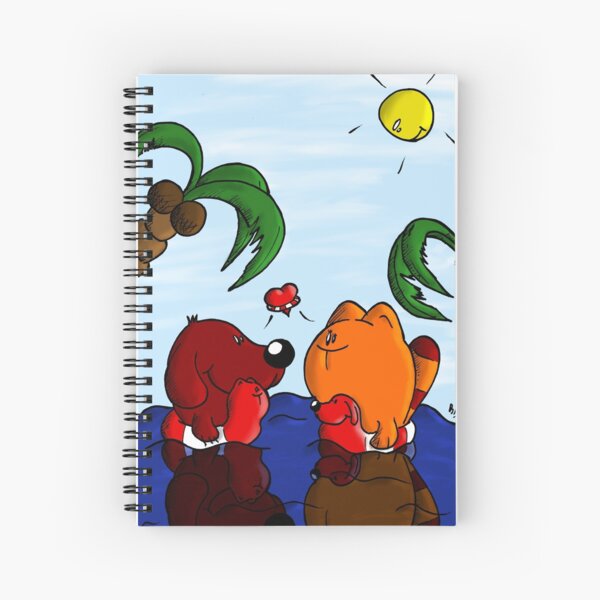 Cat and dog in love - swimming under palms Spiralblock