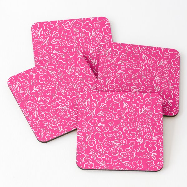 Item preview, Swirly Wildflowers Pattern Hot Pink Hand Drawn Flowers designed and sold by RihabPrint.