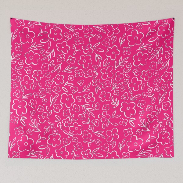 Item preview, Swirly Wildflowers Pattern Hot Pink Hand Drawn Flowers designed and sold by RihabPrint.
