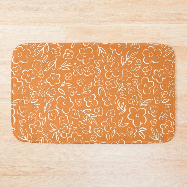 Item preview, Swirly Wildflowers Pattern Orange Hand Drawn Flowers designed and sold by RihabPrint.