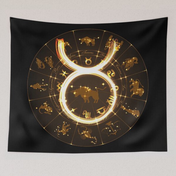 Item preview, Gold Horoscope Taurus, Gold Zodiac Taurus, Golden Astrology Symbol designed and sold by podekom.