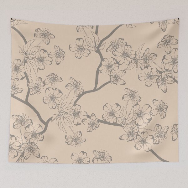 Item preview, Japandi Style Grey Cherry Blossom designed and sold by Coralgb.