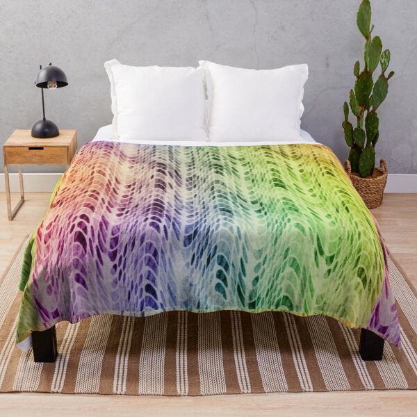 Item preview, Rainbow Psychedelic Distortion Waves Pattern Print Yellow Gold Red Purple Creme Green Blue designed and sold by Shayna Westfall.