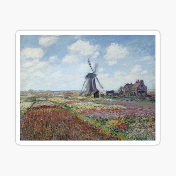 Vista previa del artículo con la obra «Claude Monet - Campos de tulipán con el molino de viento de Rijnsburg, 1886», diseñado y vendido por artcenter.