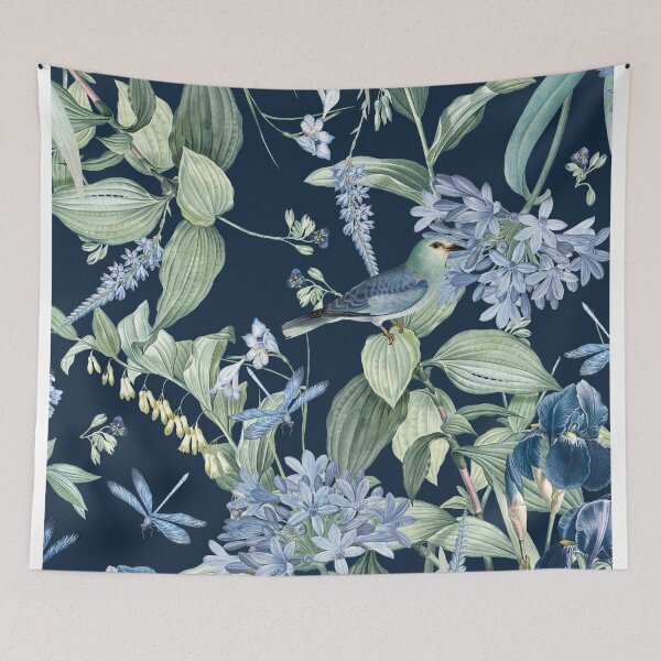 Item preview, Exotic Wildlife Amazonian Garden on Navy Blue designed and sold by meggydesigns.
