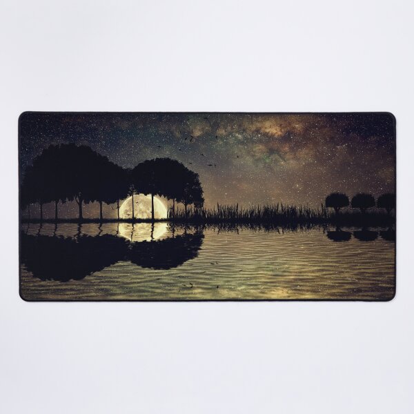 guitar island moonlight Desk Mat