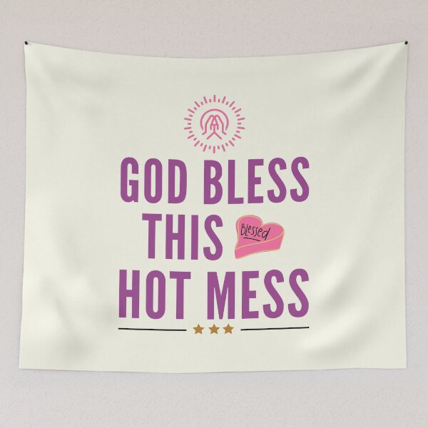 Item preview, God Bless This Hot Mess - Christian Quotes | Short Christian Sayings designed and sold by Delandor.