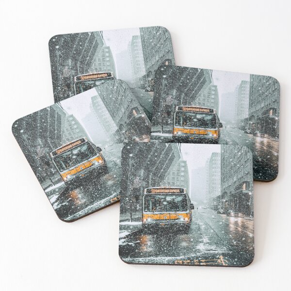 Item preview, Snowy Day in Downtown City Art Board Print designed and sold by Nils Petter Stein.