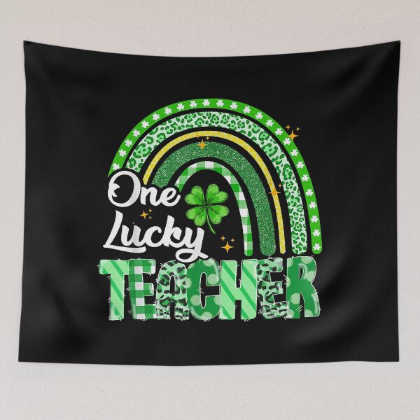 Item preview, One Lucky Teacher St Patrick's Day Rainbow Leopard Shamrock  designed and sold by RobBengi24.
