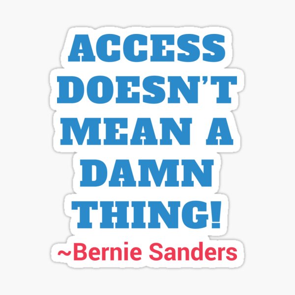 Access Doesn't Mean a Damn Thing! Bernie Sanders Sticker
