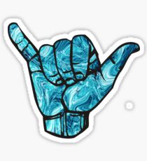 Shaka hand blue marble pattern Sticker