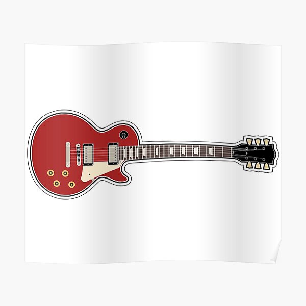 Gibson Les Paul Full Body Electric Guitar Colored Line Drawing Poster By Killerriffs Redbubble 4436