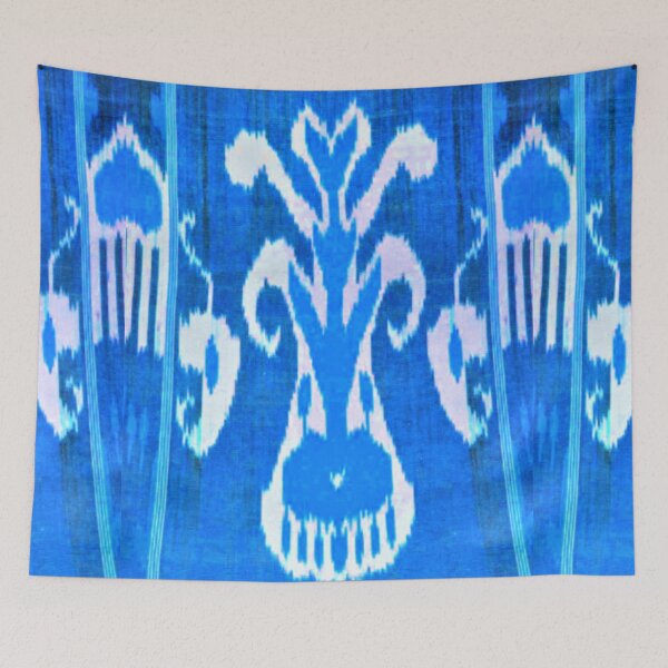 Item preview, Uzbek ikat tulip flower pattern designed and sold by LeFabriqueOuz.