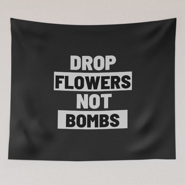 Item preview, Drop Flowers Not Bombs | Stop The War | Simple Black And White Design designed and sold by Nepaz-Designs.