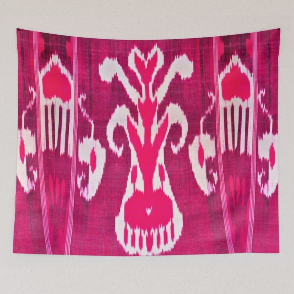 Item preview, Uzbek ikat tulip flower pattern designed and sold by LeFabriqueOuz.