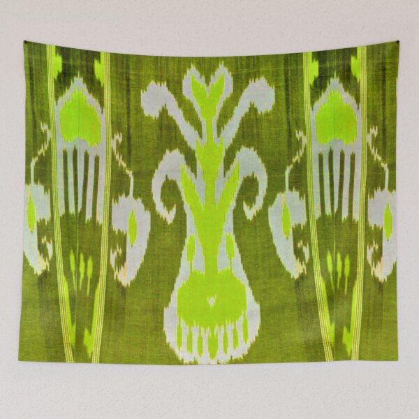Item preview, Uzbek ikat tulip flower pattern designed and sold by LeFabriqueOuz.