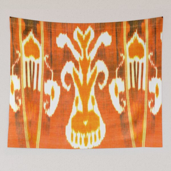 Item preview, Uzbek ikat tulip flower pattern designed and sold by LeFabriqueOuz.