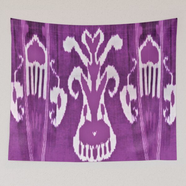 Item preview, Uzbek ikat tulip flower pattern designed and sold by LeFabriqueOuz.
