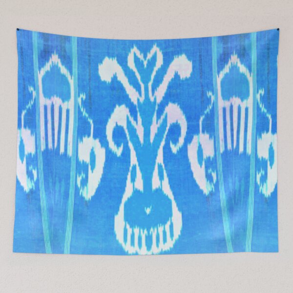 Item preview, Uzbek ikat tulip flower pattern designed and sold by LeFabriqueOuz.