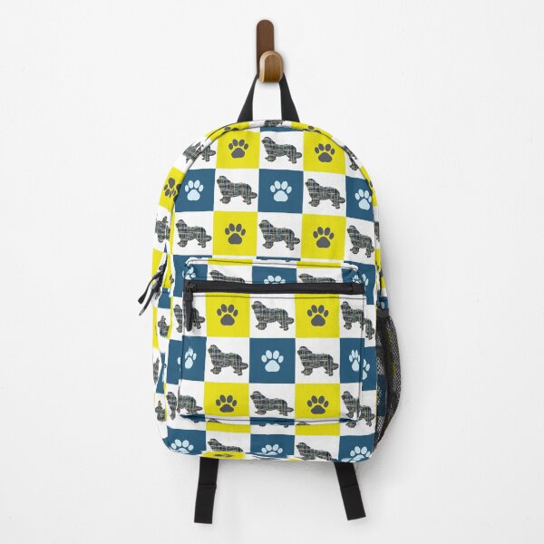 Item preview, Newfoundland Dog & Paw Repeating Blue & Yellow Grid designed and sold by AMSonArt.