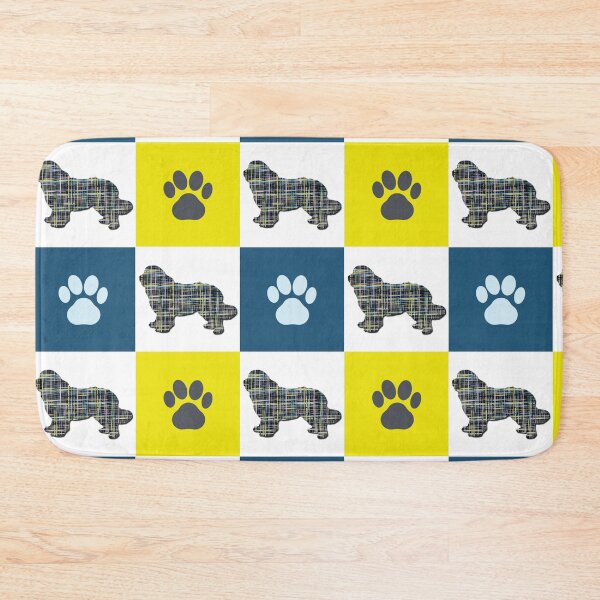 Item preview, Newfoundland Dog & Paw Repeating Blue & Yellow Grid designed and sold by AMSonArt.
