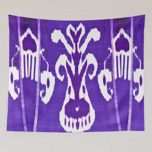 Item preview, Uzbek ikat tulip flower pattern designed and sold by LeFabriqueOuz.