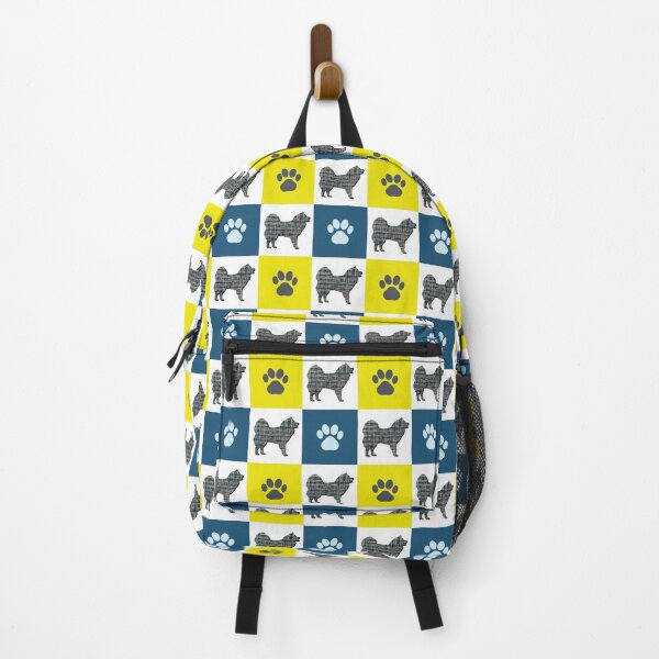 Item preview, Samoyed Dog & Paw Repeating Blue & Yellow Grid designed and sold by AMSonArt.