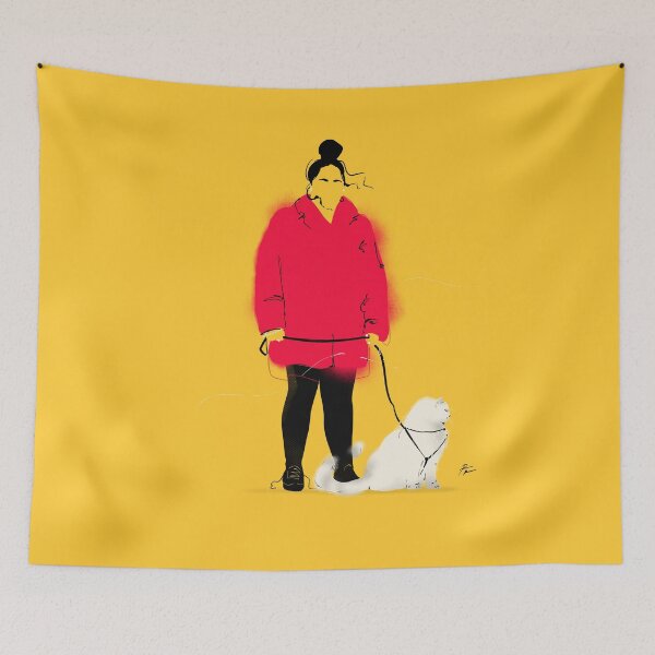 Item preview, Woman in pink fur jacket with a cat designed and sold by Rickard Bengtsson.