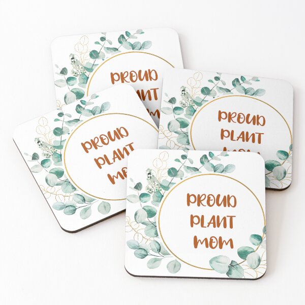 Item preview, Proud plant mom aesthetic brown typography with spring green leaves detail designed and sold by Deegital18.
