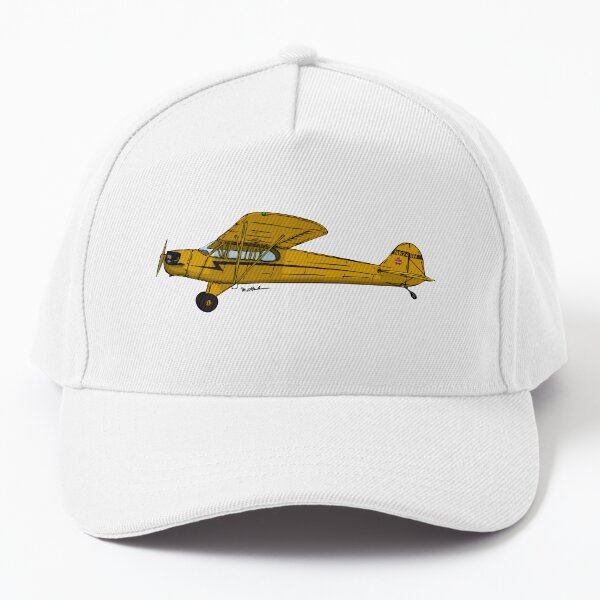 Garment Washed Unstructured Twill White Cap w/Piper Cub Logo