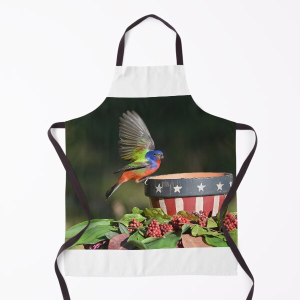 Item preview, Painted Bunting Bird Saluting the American Flag Bowl designed and sold by candiscamera.