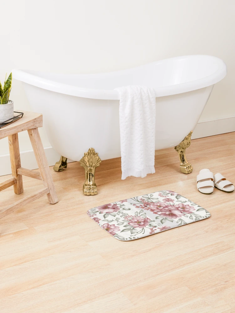 Thumbnail 2 of 6, Bath Mat, Spring Floral Pattern designed and sold by Levated.