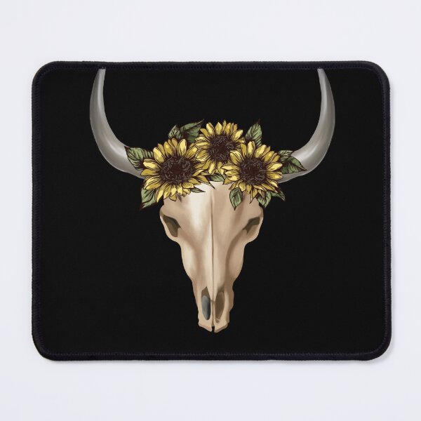 Item preview, Cow Skull and Crown leaves and sunflowers designed and sold by Collagedream.