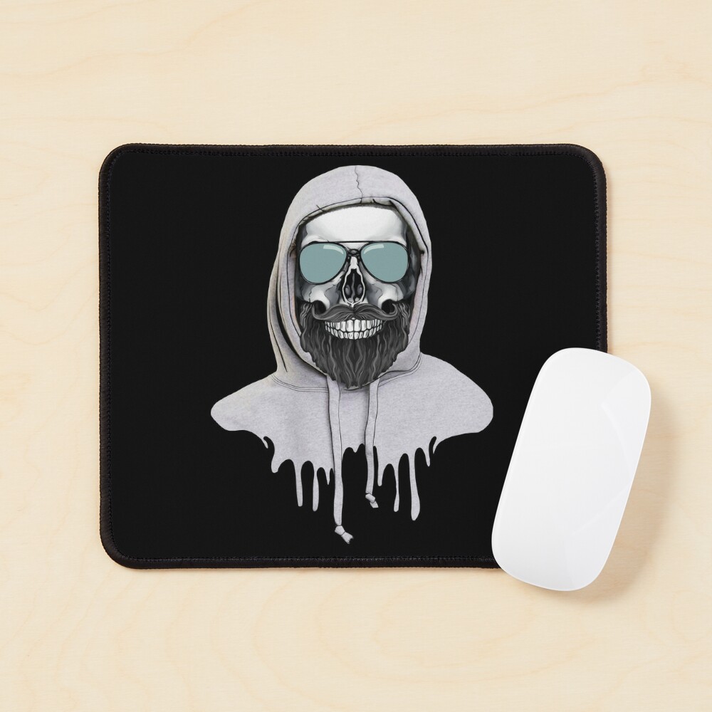 Skull in hooded sweatshirt cool beard and mustache cute mask | Art Board  Print