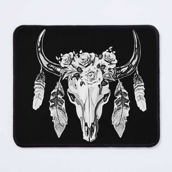 Item preview, Cow Skull and Crown leaves and butterflies designed and sold by Collagedream.