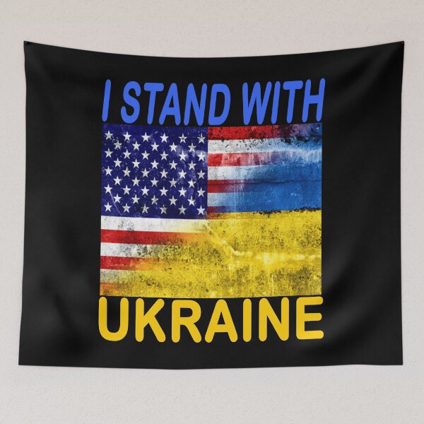 Aperçu de l'œuvre Je me tiens avec l'autocollant de l'Ukraine, drapeau de l'Ukraine, vinyle autocollant créée et vendue par SHOPNICHKA.