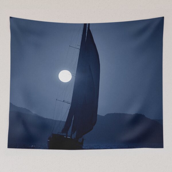 Item preview, sailboat under the moonlights designed and sold by laikaincosmos.