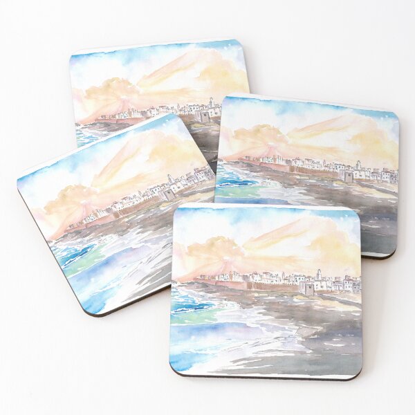 Item preview, Essaouira Morocco view of Medina with Breaking Ocean Waves designed and sold by artshop77.