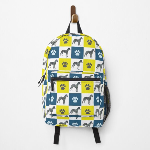 Item preview, Whippet Dog & Paw Repeating Blue & Yellow Grid designed and sold by AMSonArt.