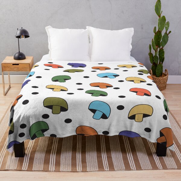 Item preview, Mushrooms Colorful Black Circles Retro Pattern designed and sold by ValeriesGallery.