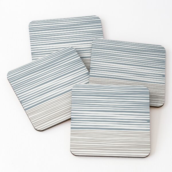 Item preview, Natural Stripes Modern Minimalist Colour Block Pattern in Neutral Blue Grey and Taupe Tones designed and sold by kierkegaard.